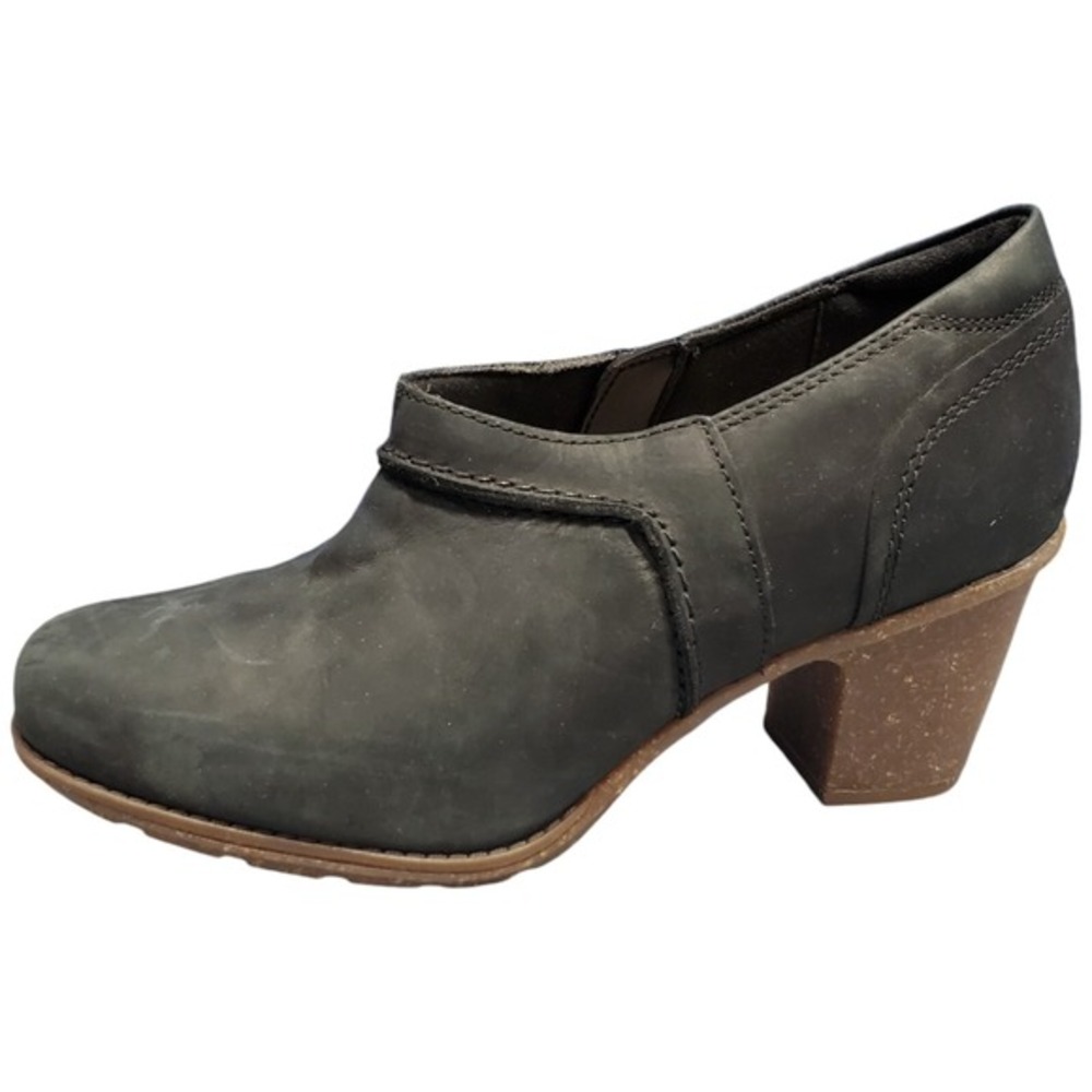 Clarks Collection Heeled Booties Boots Women 9.5 Black Comfort Block Heel Zip
